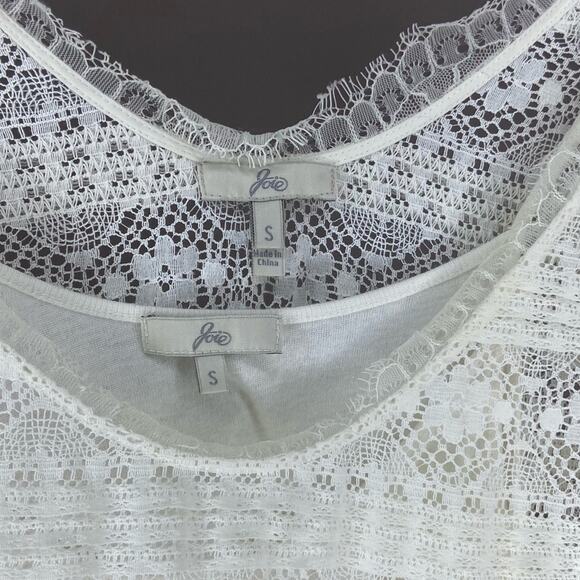 Joie Cream Floral Lace Overlay Mini Dress With Shell With Small - Picture 3 of 4